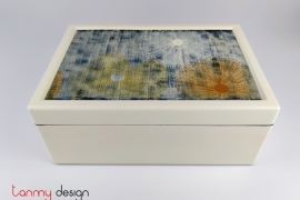 White rectangle lacquer box hand painted with firework 22*32*H12 cm